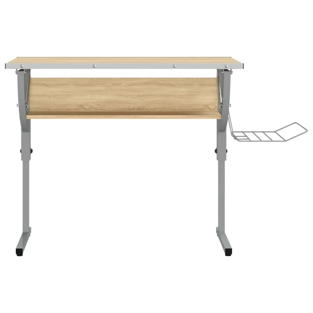 Craft Desk Sonoma Oak and Grey 110x53x(58-87)cm Engineered Wood and Steel Price