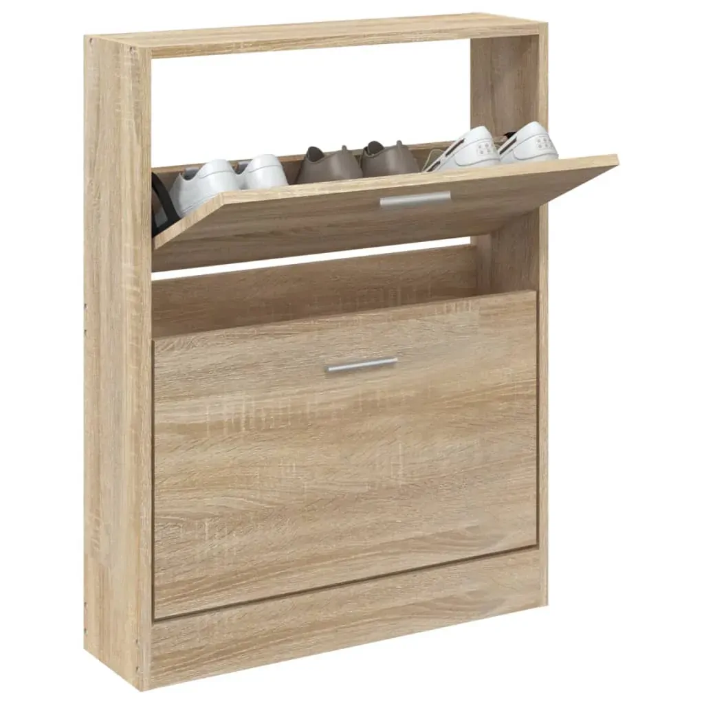 Shoe Cabinet Oak 59x17x81 cm Engineered Wood Price