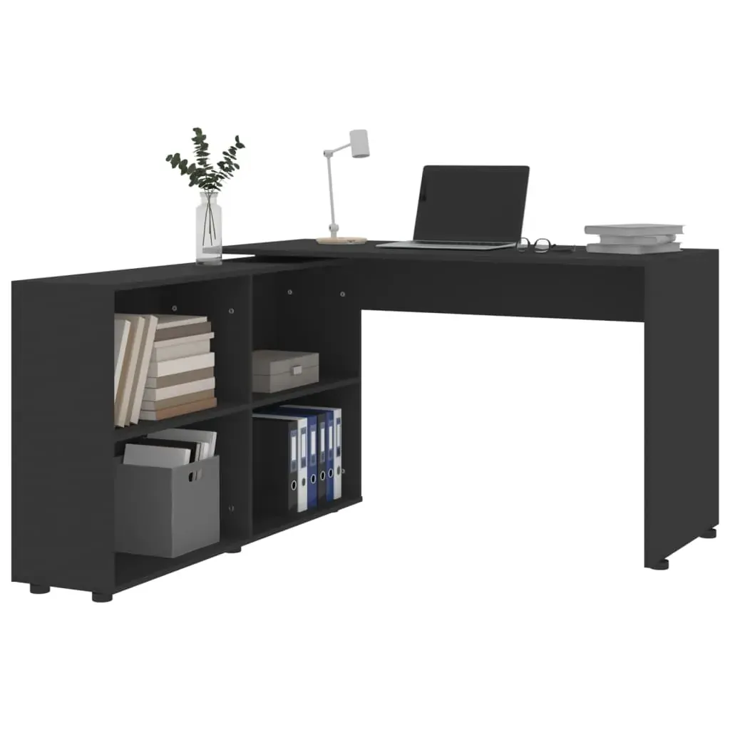 Corner Desk Black Engineered Wood Price