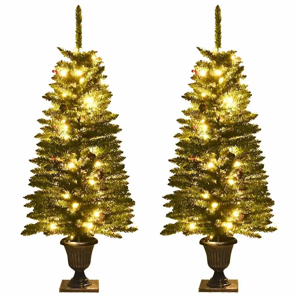 Artificial Christmas Trees 2 pcs with Wreath, Garland and LEDs Price