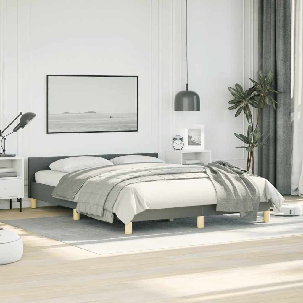 Bed Frame without Mattress Dark Grey Double Fabric Price