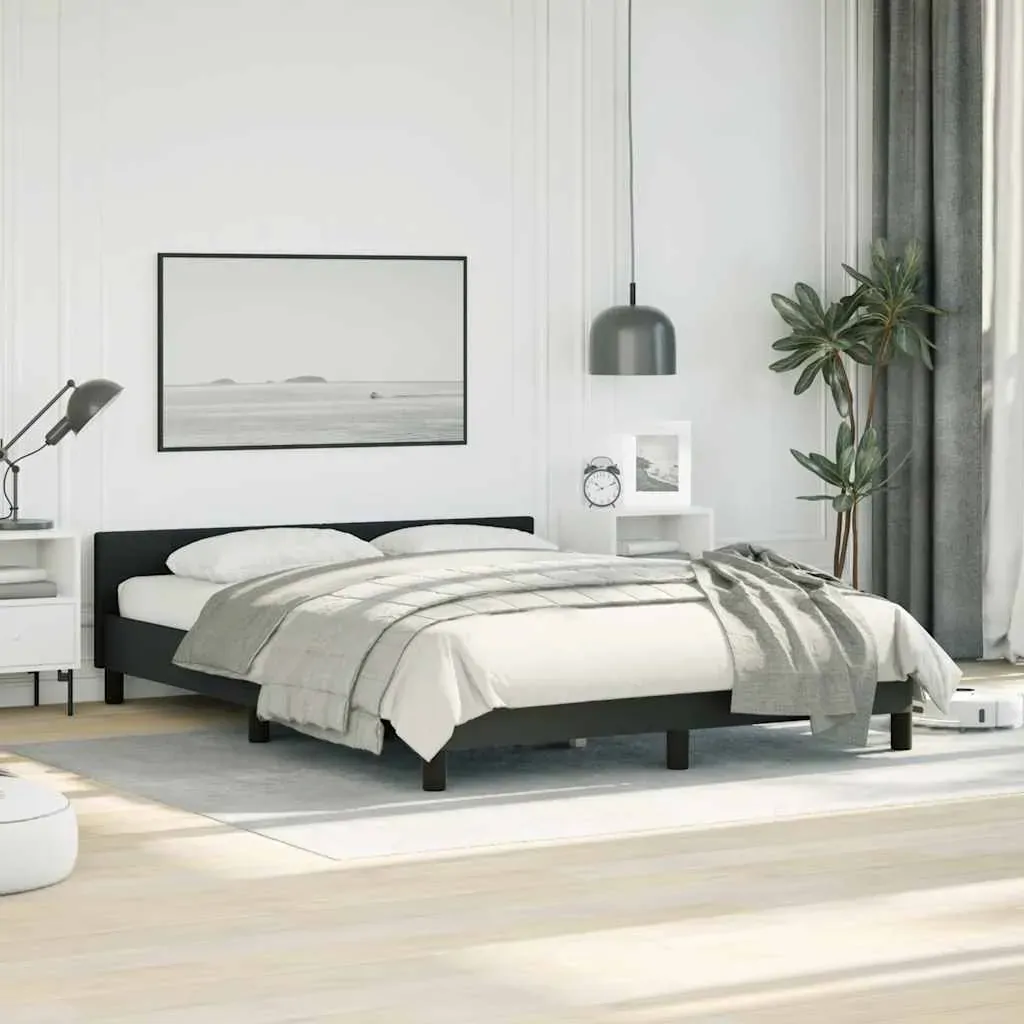 Bed Frame without Mattress Black Double Faux Leather Price