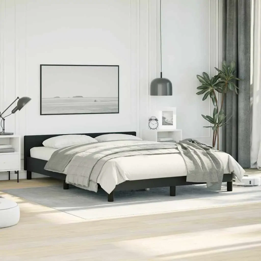 Bed Frame without Mattress Black Queen Faux Leather Price