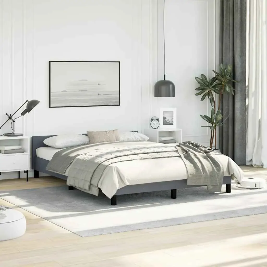 Bed Frame without Mattress Dark Grey Double Velvet Price