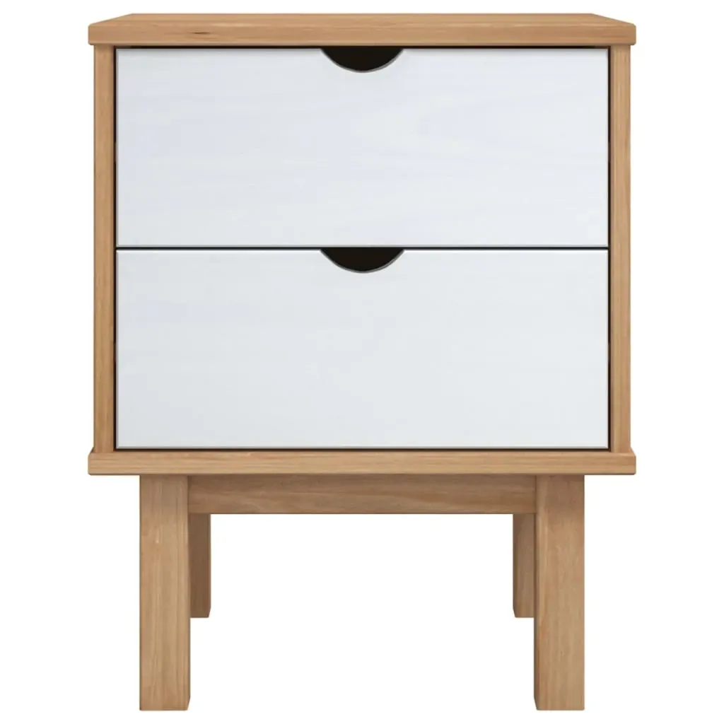 Bedside Cabinet OTTA Brown&White 45x39x57cm Solid Wood Pine Price