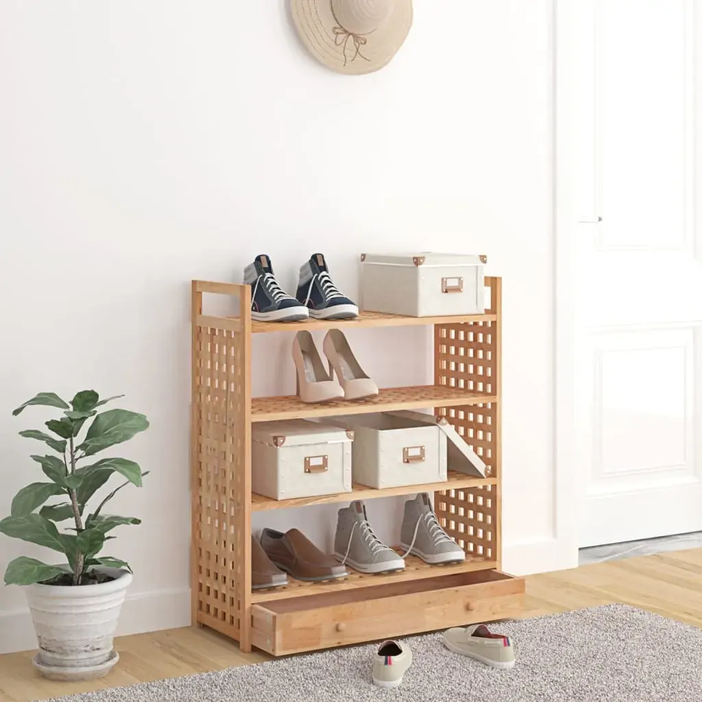 Shoe Rack with Drawer 70x27x81 cm Solid Wood Walnut Price