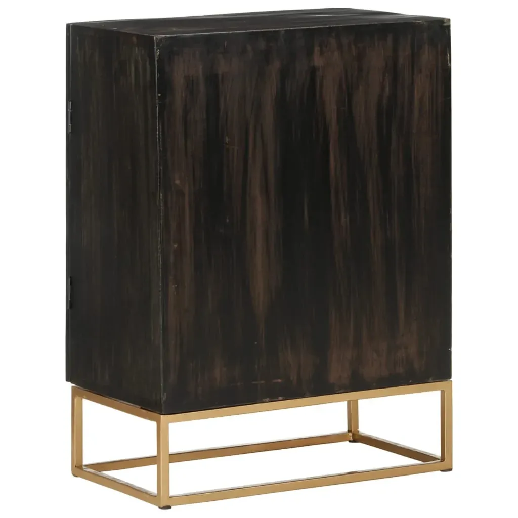 Sideboard Black 55x34x75 cm Solid Wood Mango and Iron Price