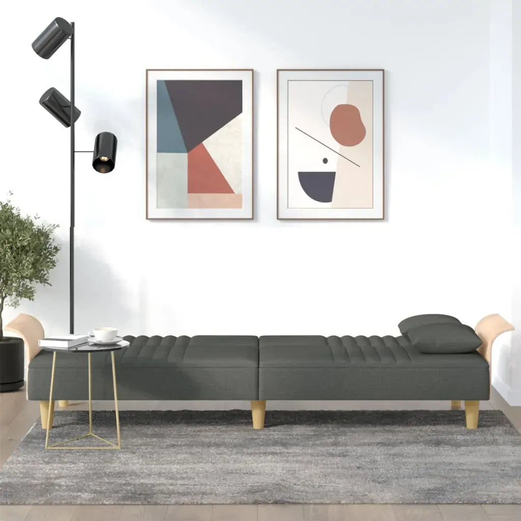 Sofa Bed with Armrests Dark Grey Fabric Price