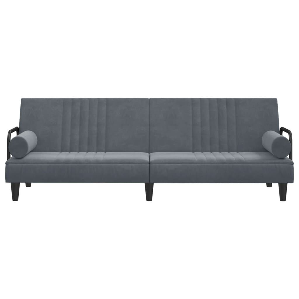 Sofa Bed with Armrests Dark Grey Velvet Price