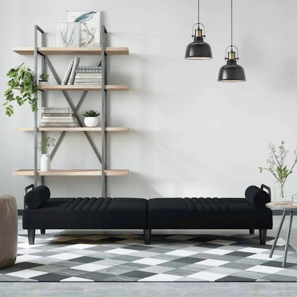 Sofa Bed with Armrests Black Velvet Price