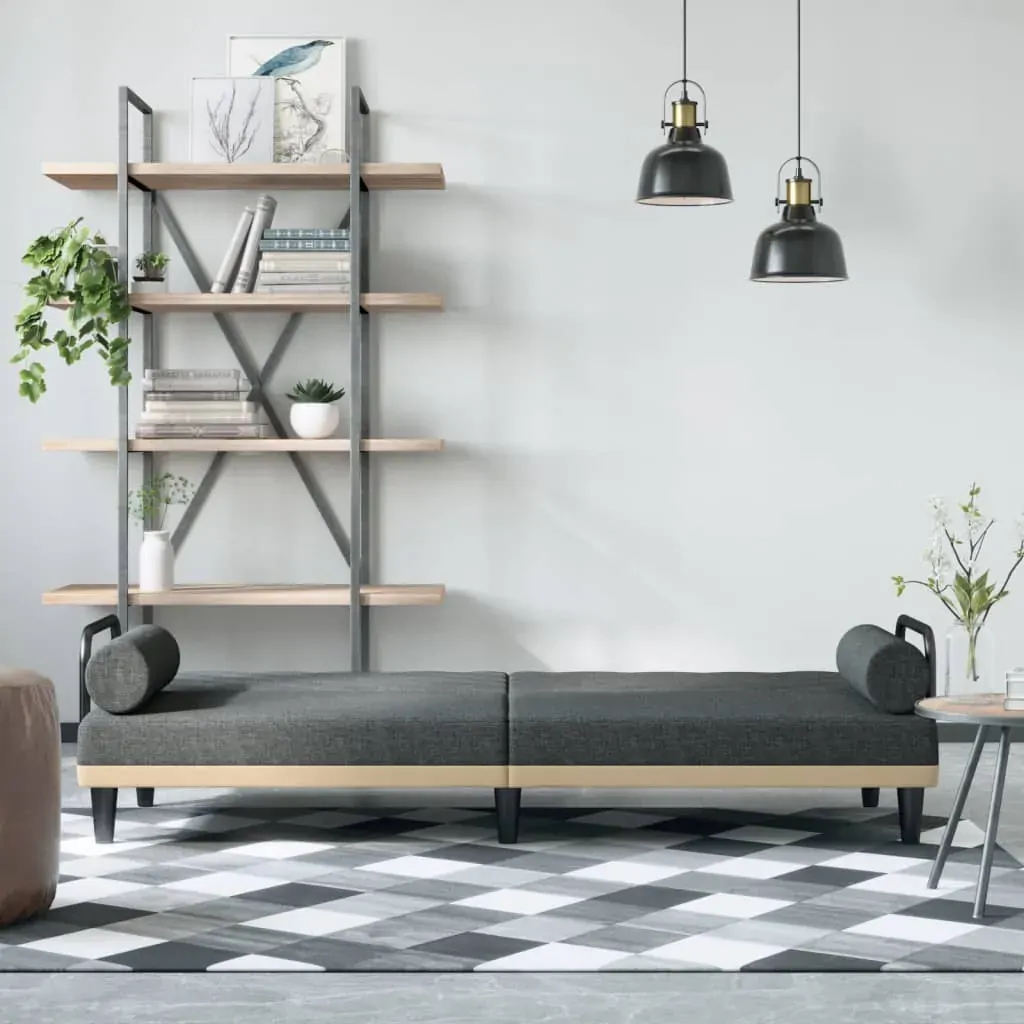 Sofa Bed with Armrests Dark Grey Fabric Price