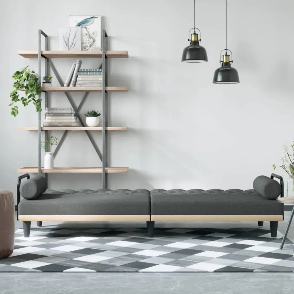 Sofa Bed with Armrests Dark Grey Fabric Price