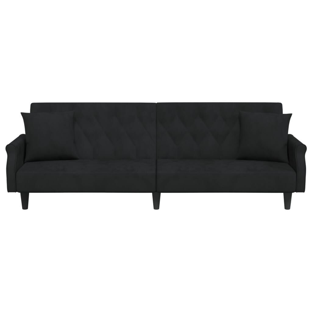 Sofa Bed with Armrests Black Velvet Price