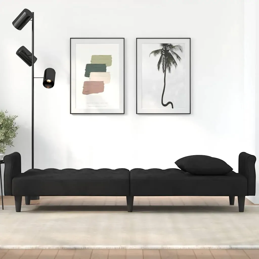 Sofa Bed with Armrests Black Velvet Price