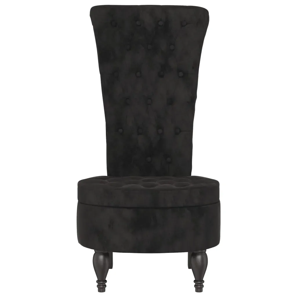 High Back Chair Black Velvet Button Design Price
