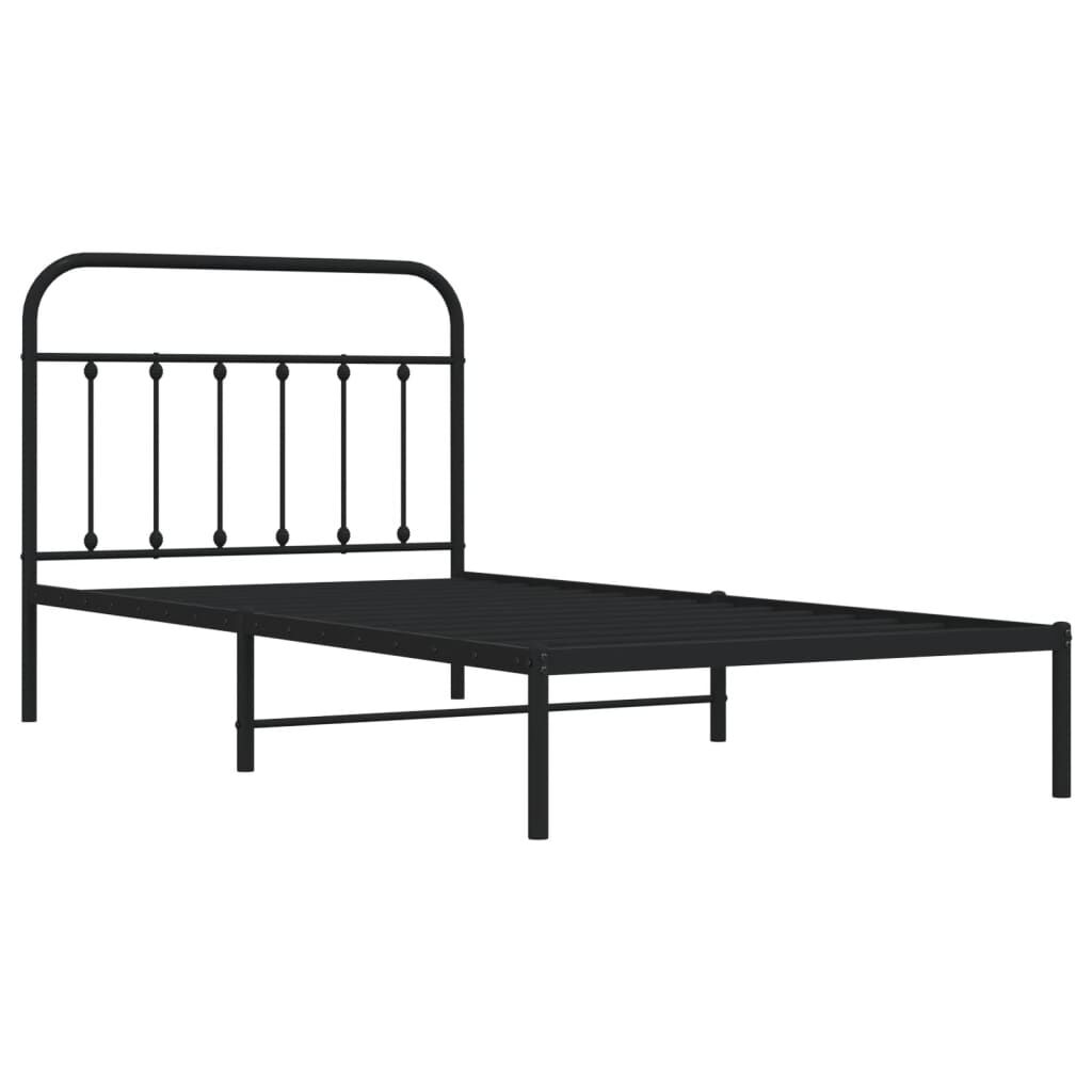Metal Bed Frame without Mattress with Headboard Black 107x203 cm King Single Price