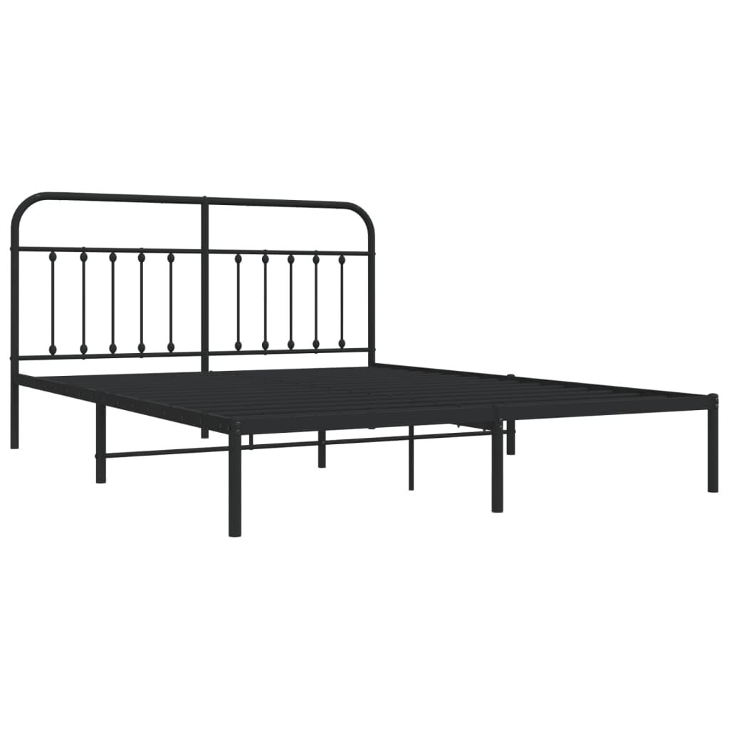 Metal Bed Frame without Mattress with Headboard Black 183x203 cm King Price