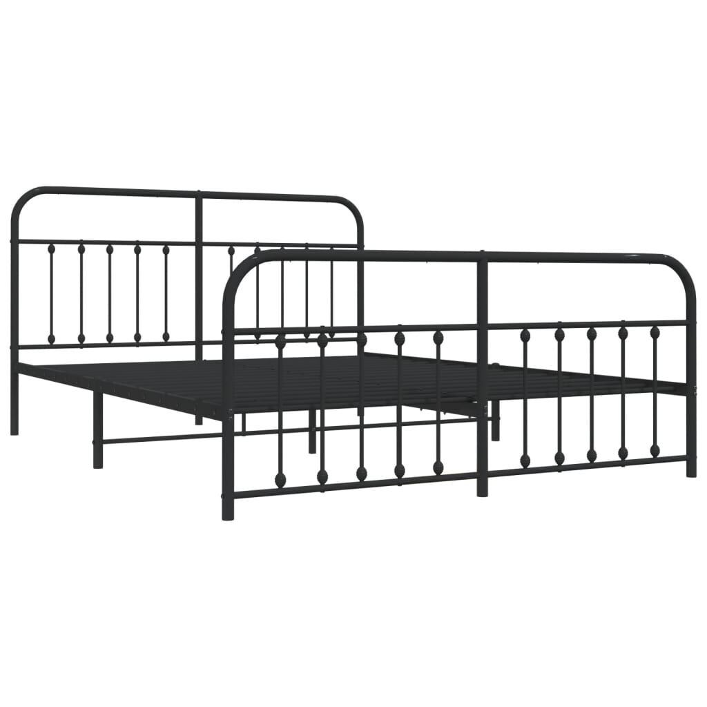 Metal Bed Frame without Mattress with Footboard Black 183x203 cm King Price