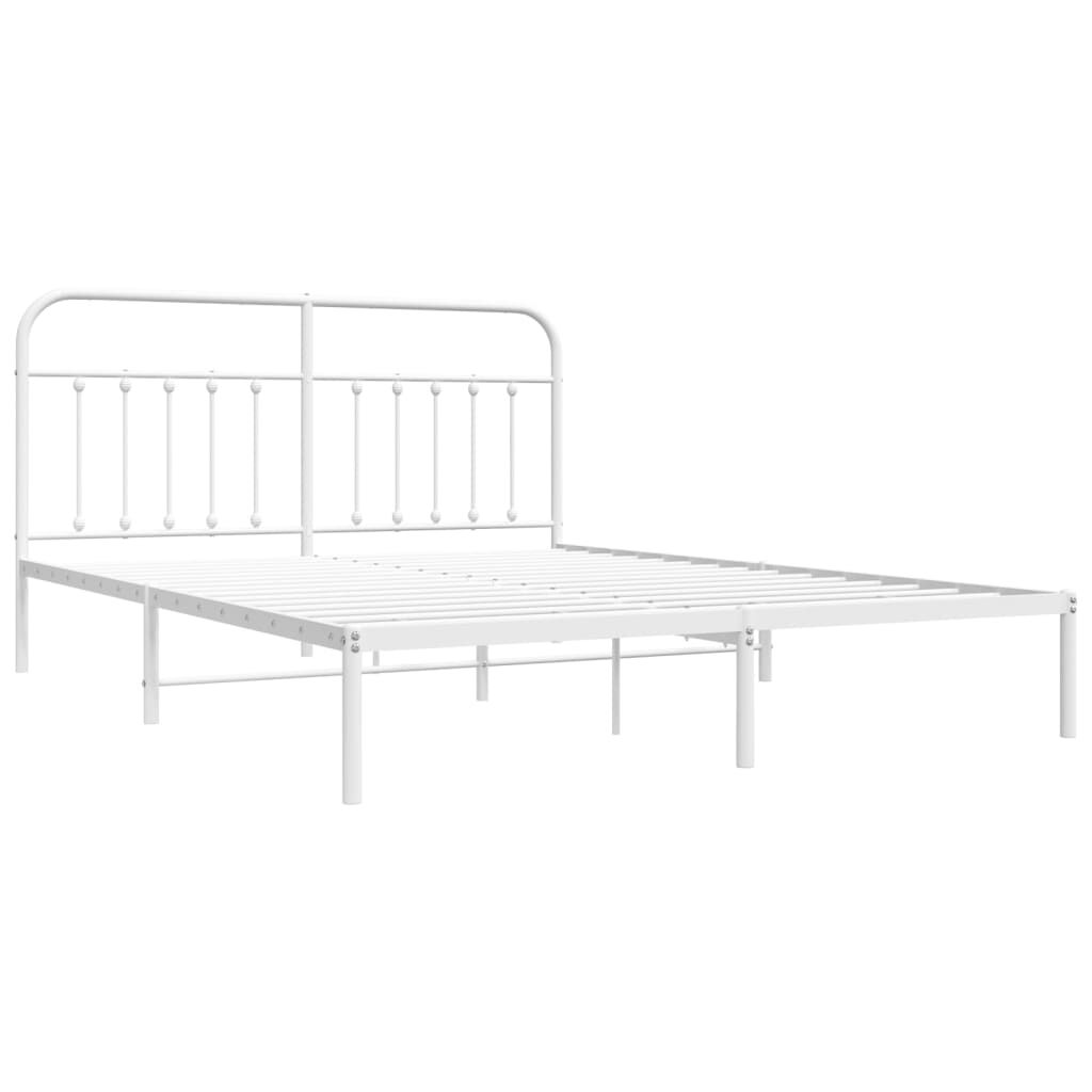 Metal Bed Frame without Mattress with Headboard White 183x203 cm King Price