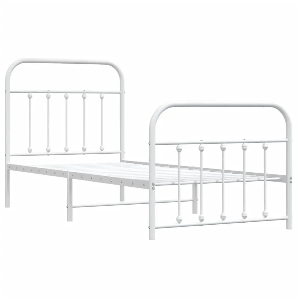 Metal Bed Frame without Mattress with Footboard White 90x190 cm Price