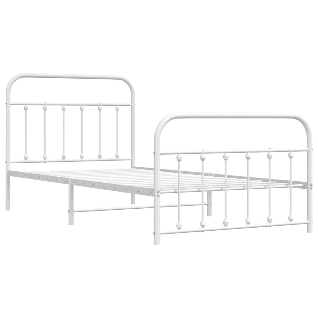 Metal Bed Frame without Mattress with Footboard White 107x203 cm King Single Price