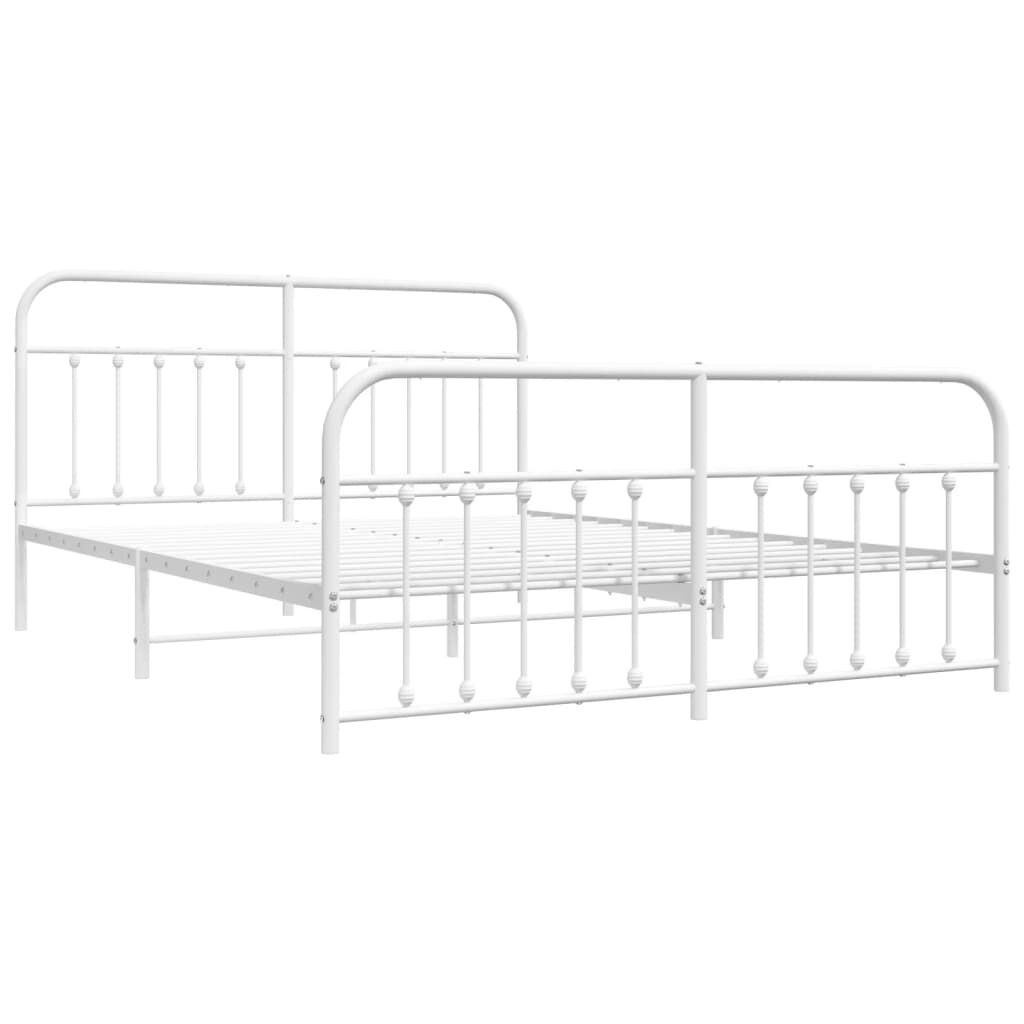 Metal Bed Frame without Mattress with Footboard White 183x203 cm King Price