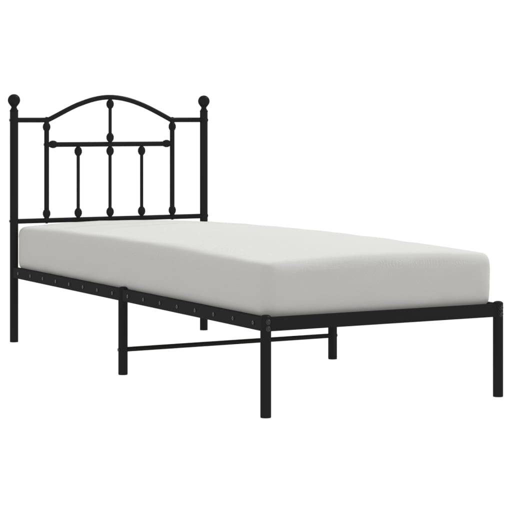 Metal Bed Frame without Mattress with Headboard Black 90x190 cm Price