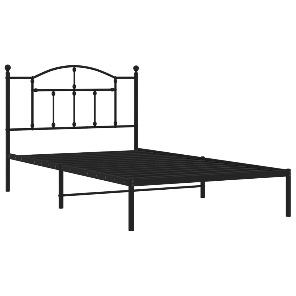 Metal Bed Frame without Mattress with Headboard Black 107x203 cm King Single Price