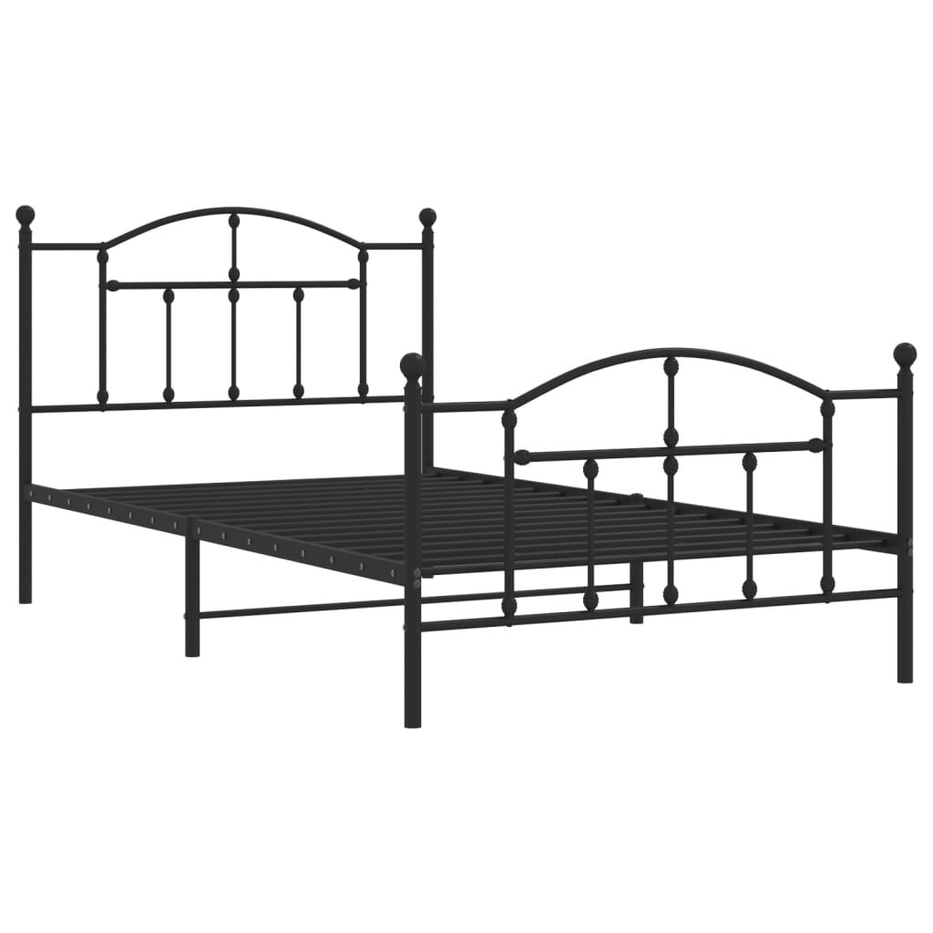Metal Bed Frame without Mattress with Footboard Black 107x203 cm King Single Price