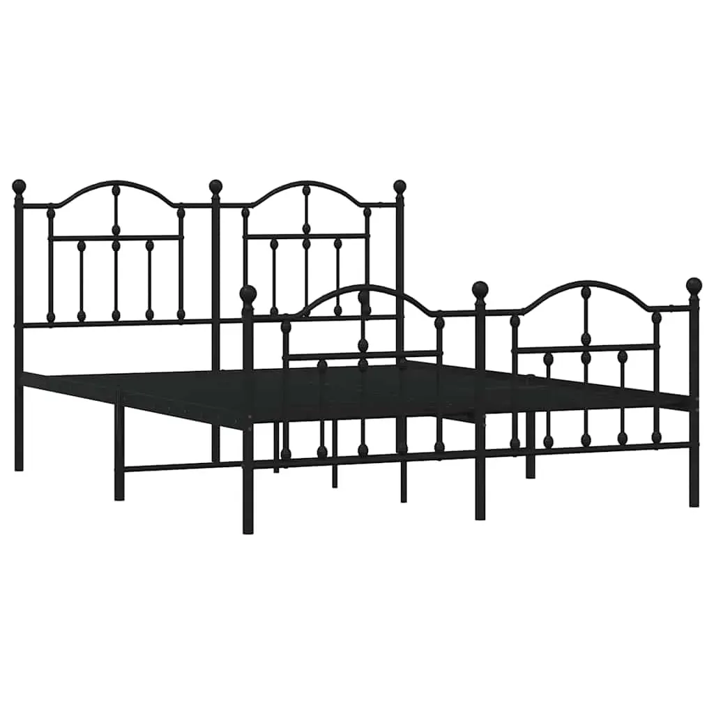 Metal Bed Frame without Mattress with Footboard Black 150x200 cm Price