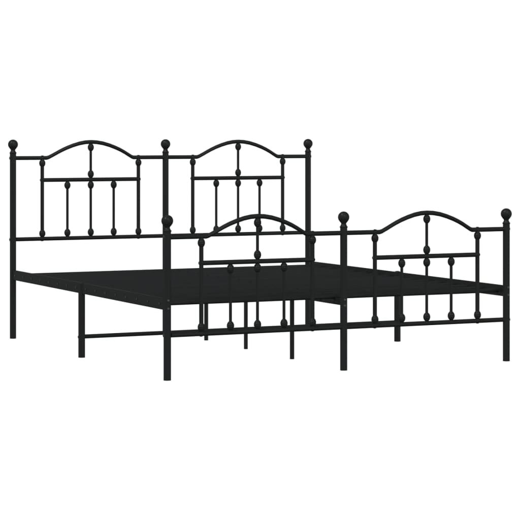 Metal Bed Frame without Mattress with Footboard Black 183x203 cm King Price