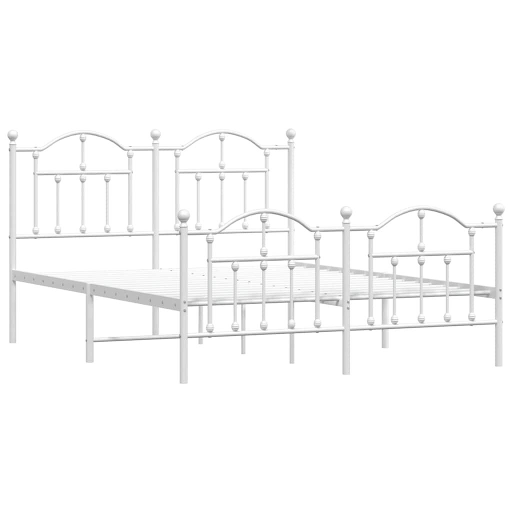 Metal Bed Frame without Mattress with Footboard White 150x200 cm Price