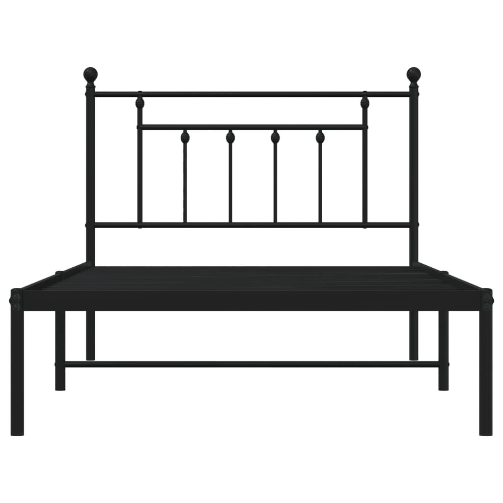 Metal Bed Frame without Mattress with Headboard Black 107x203 cm King Single Price