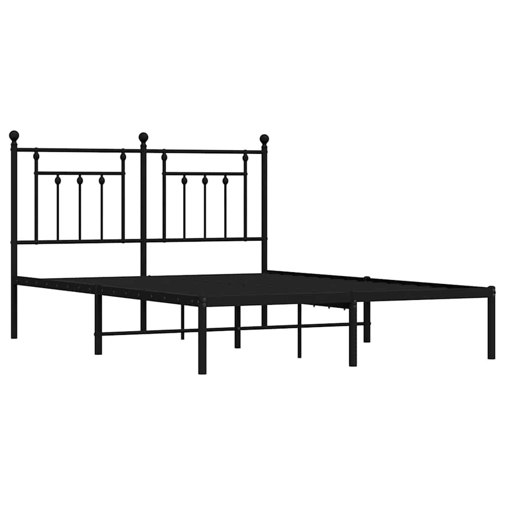 Metal Bed Frame without Mattress with Headboard Black 150x200 cm Price
