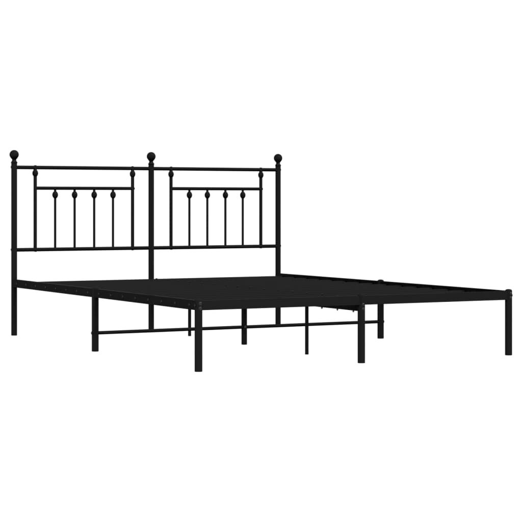 Metal Bed Frame without Mattress with Headboard Black 183x203 cm King Price