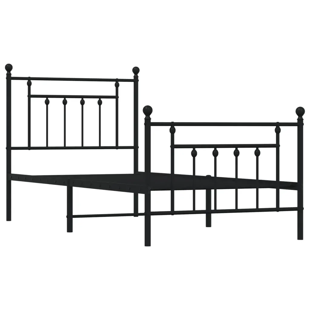 Metal Bed Frame without Mattress with Footboard Black 90x190 cm Price