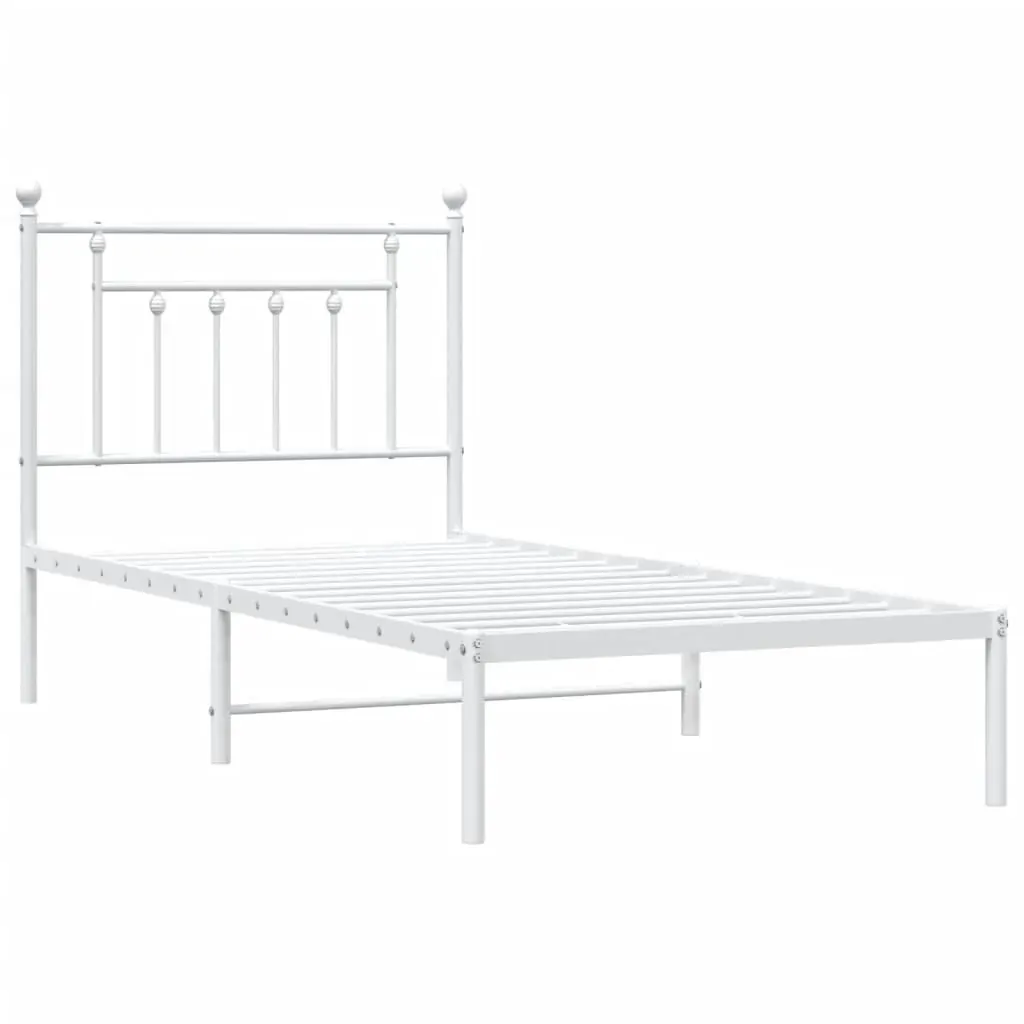 Metal Bed Frame without Mattress with Headboard White 90x190 cm Price