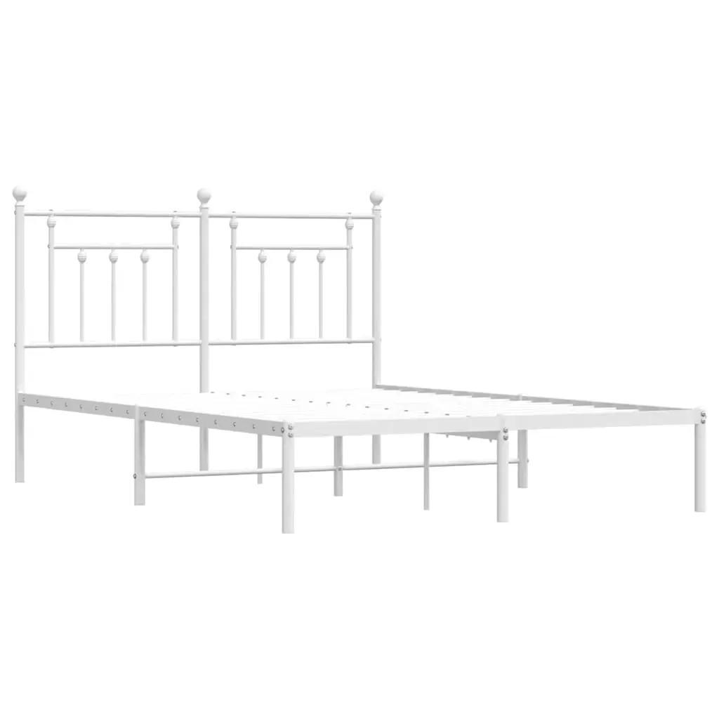 Metal Bed Frame without Mattress with Headboard White 150x200 cm Price