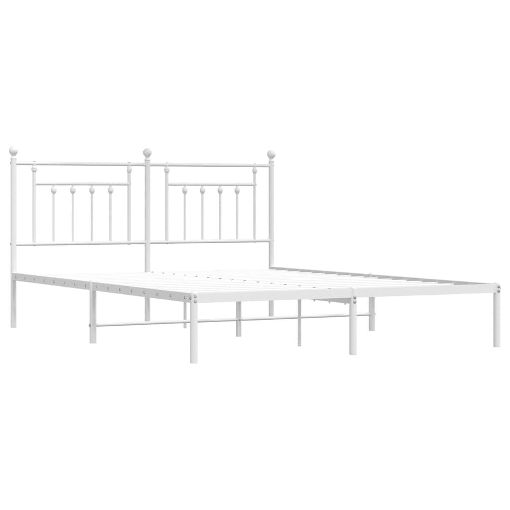 Metal Bed Frame without Mattress with Headboard White 183x203 cm King Price
