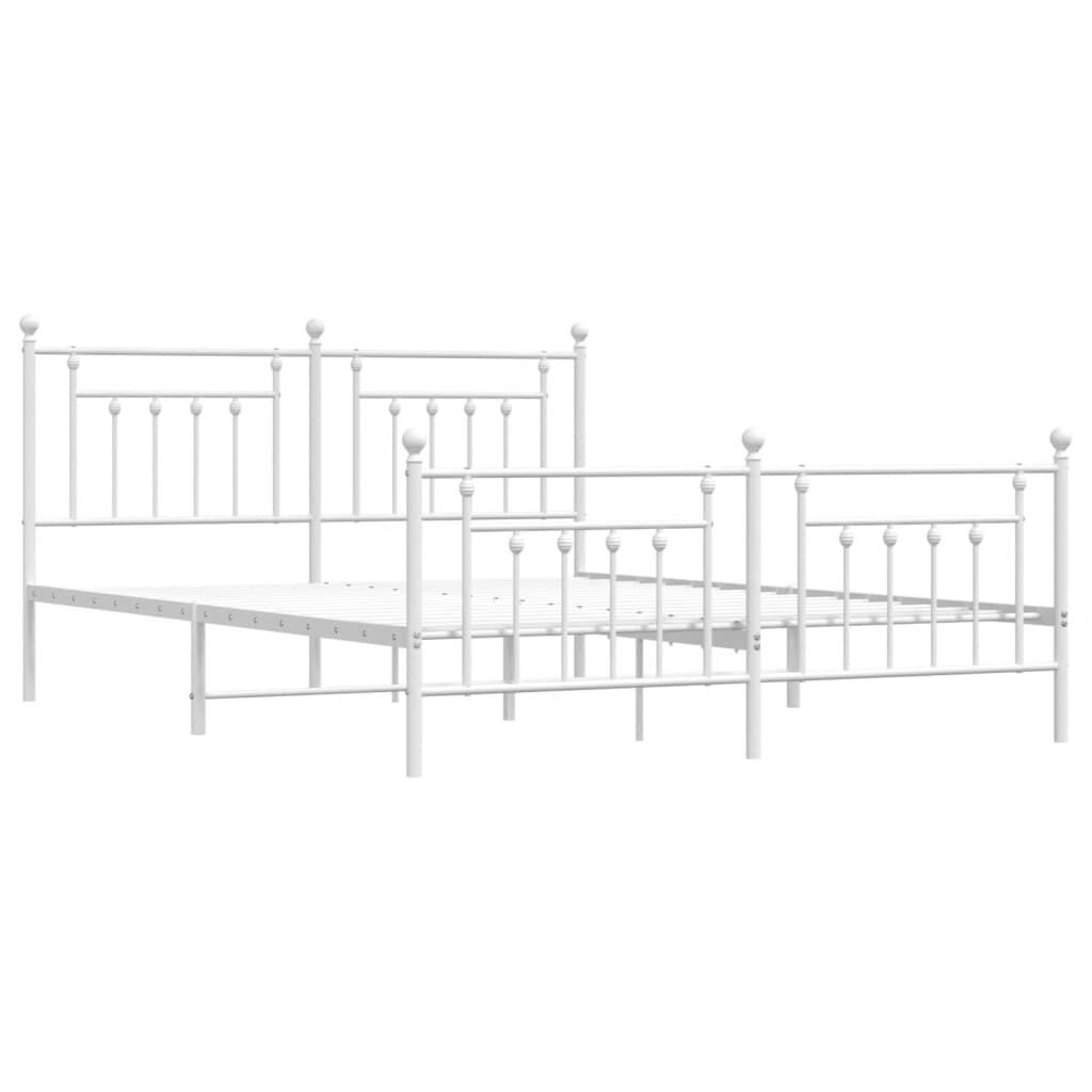 Metal Bed Frame without Mattress with Footboard White 183x203 cm King Price