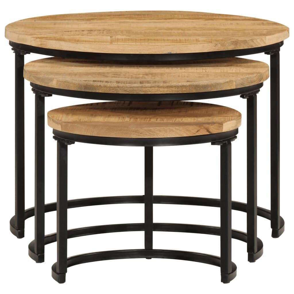 Nesting Tables 3 pcs Solid Rough Wood Mango Price