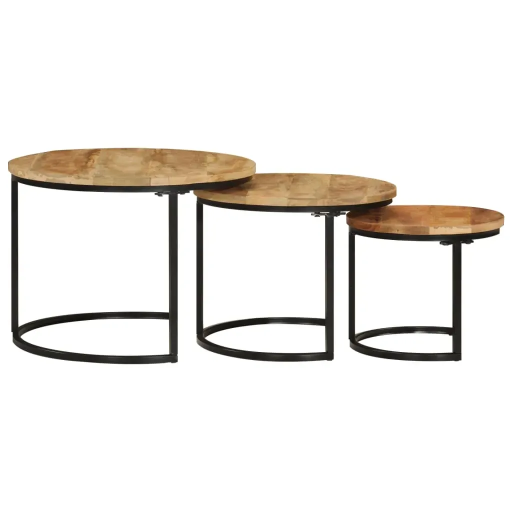 Nesting Tables 3 pcs Solid Rough Wood Mango Price