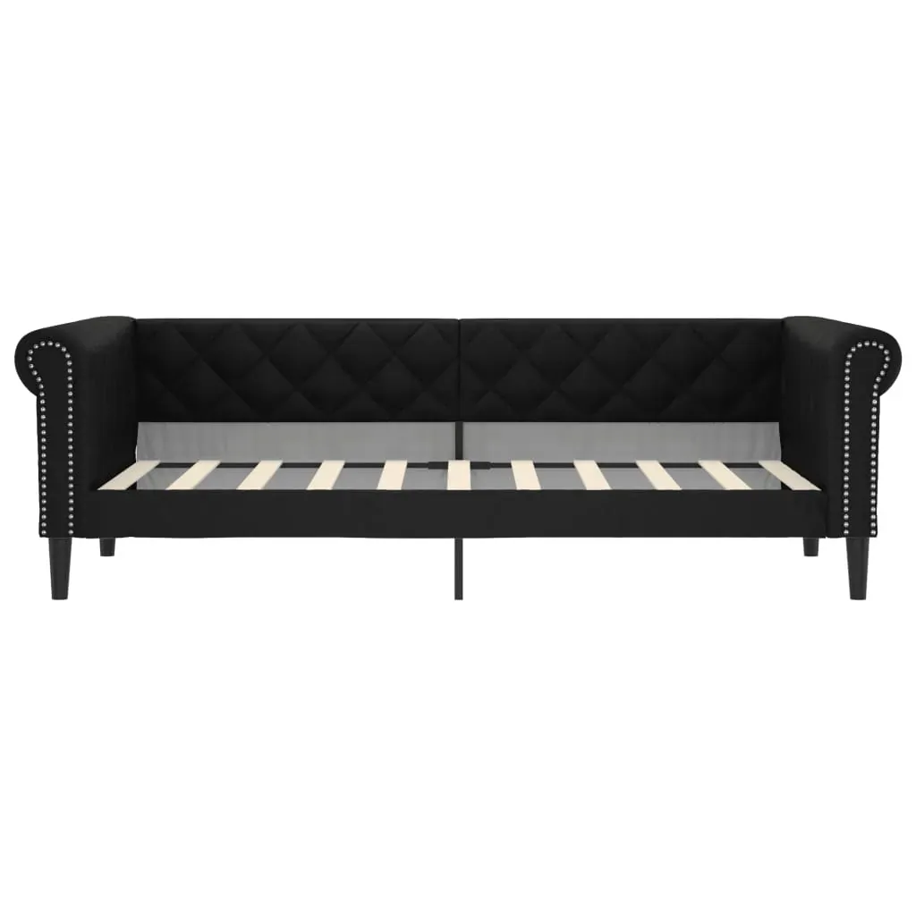 Day Bed without Mattress Black 90x190 cm Faux Leather Price