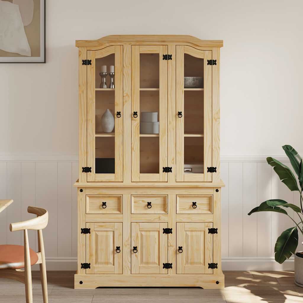 Highboard Corona Brown 112x43x196 cm Solid Wood Mexican Pine Price