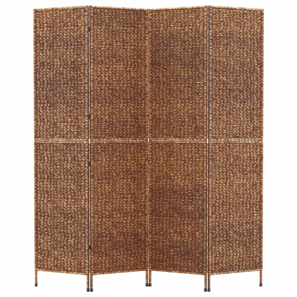 Room Divider 4-Panel Brown 163x180 cm Water Hyacinth Price