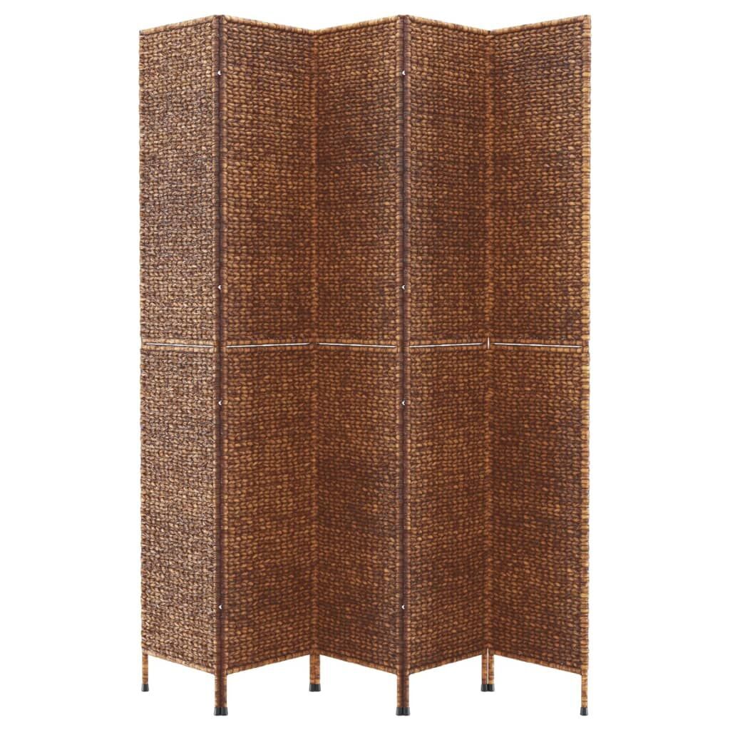 Room Divider 5-Panel Brown 205x180 cm Water Hyacinth Price