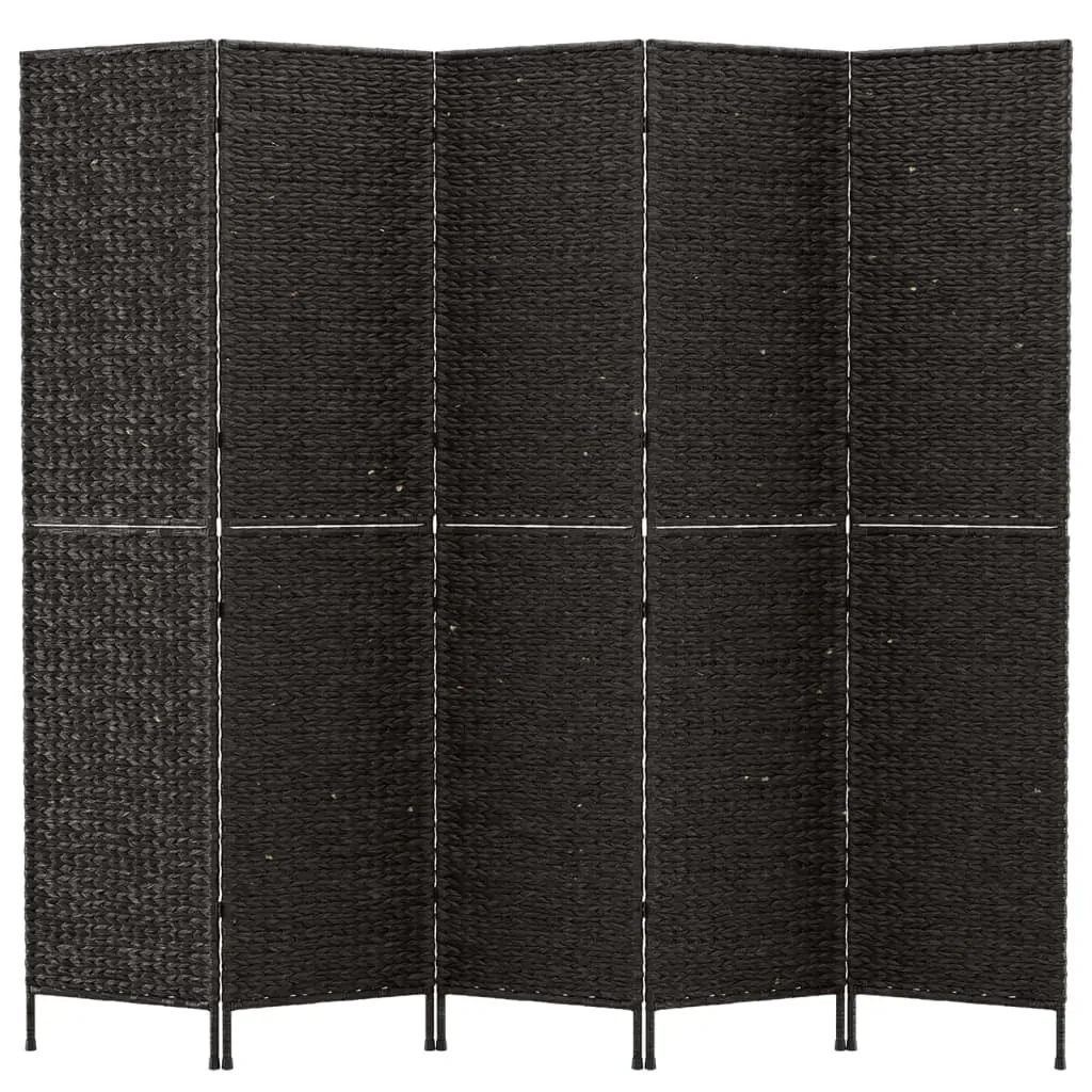 Room Divider 5-Panel Black 205x180 cm Water Hyacinth Price