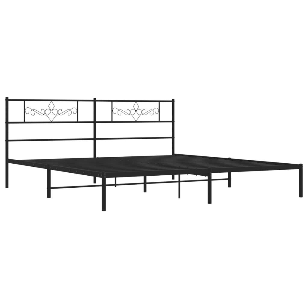 Metal Bed Frame without Mattress with Headboard Black 183x203 cm King Price