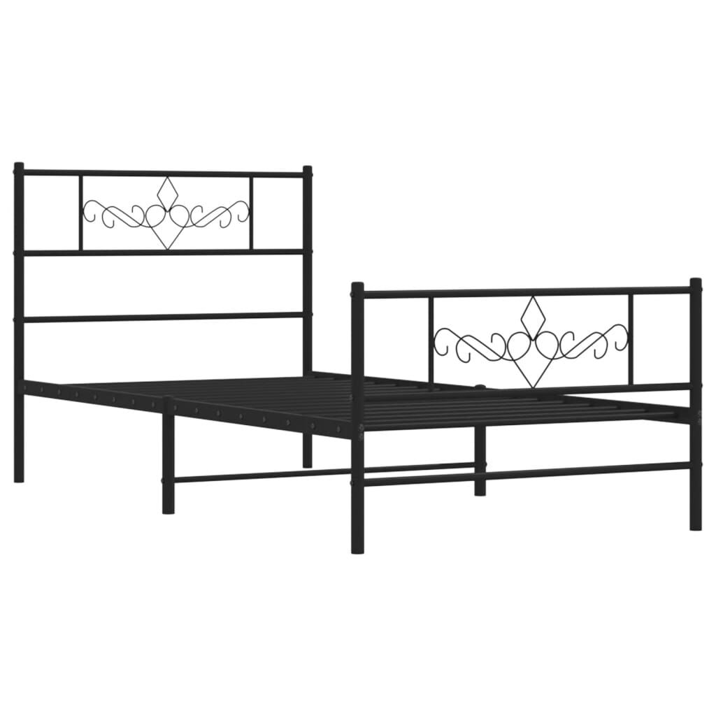 Metal Bed Frame without Mattress with Footboard Black 107x203 cm King Single Price