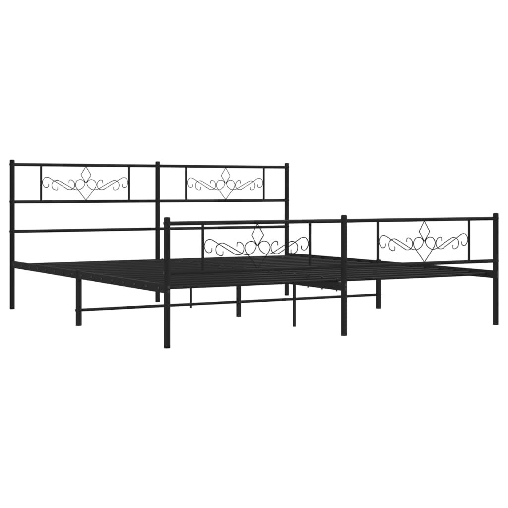 Metal Bed Frame without Mattress with Footboard Black 183x203 cm King Price